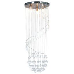 Berkfield Home Ceiling Lamp with Crystal Beads Silver Spiral G9 - thumbnail 1