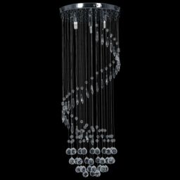 Berkfield Home Ceiling Lamp with Crystal Beads Silver Spiral G9 - thumbnail 3