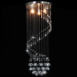 Berkfield Home Ceiling Lamp with Crystal Beads Silver Spiral G9 - thumbnail 2