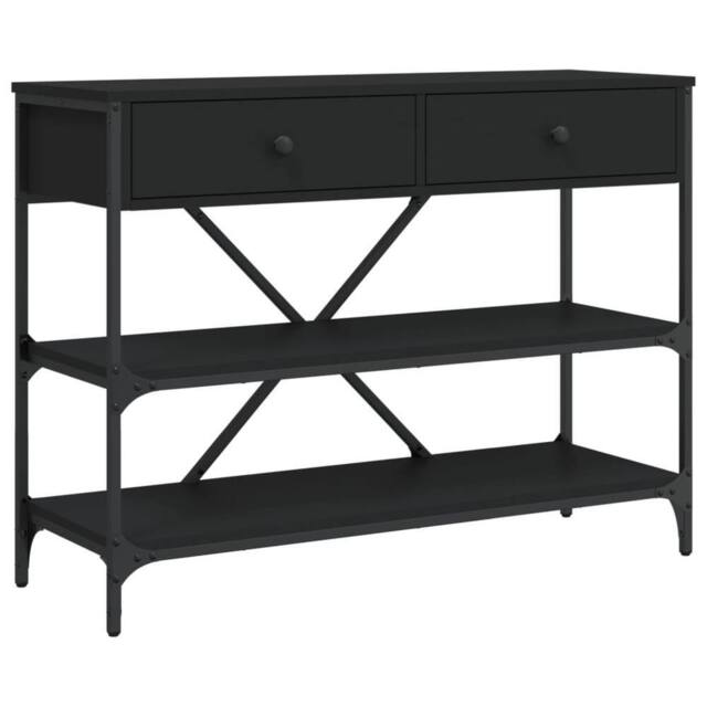 Berkfield Home Console Table with Drawers & Shelves Black Engineered Wood - image 1