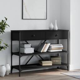 Berkfield Home Console Table with Drawers & Shelves Black Engineered Wood - thumbnail 2