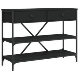 Berkfield Home Console Table with Drawers & Shelves Black Engineered Wood