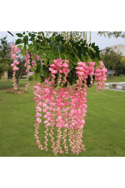 Living and Home 12 Pcs Hanging Artificial Wisteria Vine for Wedding Decoration in Pink - image 1