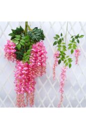 Living and Home 12 Pcs Hanging Artificial Wisteria Vine for Wedding Decoration in Pink - thumbnail 4