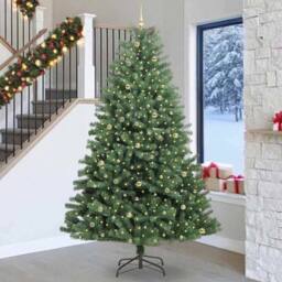 Berkfield Home Artificial Hinged Christmas Tree Green 270 cm PVC & Metal
