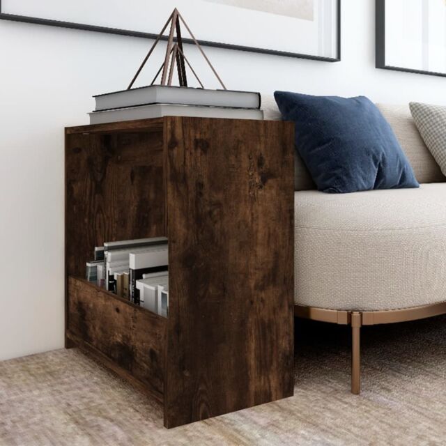Berkfield Home Side Table Smoked Oak 50x26x50 cm Engineered Wood in Brown - Size: 50 x 26 x 50 cm - image 1