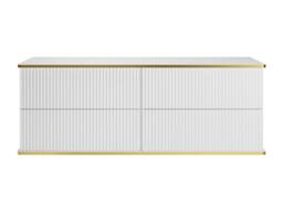 Vente-unique Fluted Wall-Hung Vanity Unit With Gold Trim & 4 Drawers - White - thumbnail 2