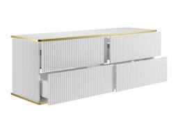 Vente-unique Fluted Wall-Hung Vanity Unit With Gold Trim & 4 Drawers - White - thumbnail 6