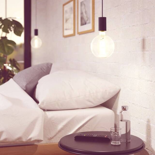Eglo POZUETA Pendant Light - Black Steel Design, E27 Fitting, 125mm - image 1