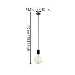Eglo POZUETA Pendant Light - Black Steel Design, E27 Fitting, 125mm - thumbnail 3