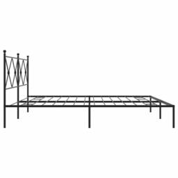 Berkfield Home Metal Bed Frame without Mattress with Headboard Black 193x203cm - Size: 193x203 cm - thumbnail 5