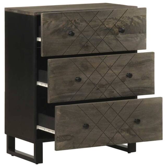 Berkfield Home Sideboards 2 pcs Black 60x33x75 cm Solid Wood Mango - Size: 60 x 33 x 75 cm - image 1