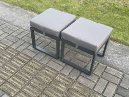 Fimous Aluminium Outdoor Garden Furniture Set Gas Fire Pit Dining Table Set Gas Heater Burner with 2 Small Footstools Dark Grey 6 Seater - thumbnail 5