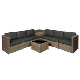 OUTSUNNY 8Pcs Patio Rattan Sofa Set Garden Furniture Side Table w/ Cushion in Brown - thumbnail 2