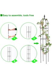 Living and Home 2 Pieces 5FT/1.6m Garden Obelisk Plastics Trellis for Climbing Plants Outdoor and Indoor in Black - thumbnail 6