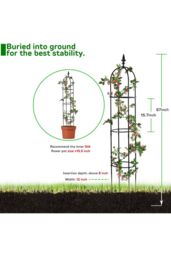 Living and Home 2 Pieces 5FT/1.6m Garden Obelisk Plastics Trellis for Climbing Plants Outdoor and Indoor in Black - thumbnail 3