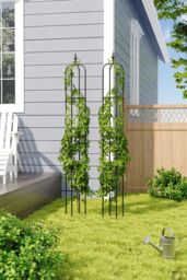 Living and Home 2 Pieces 5FT/1.6m Garden Obelisk Plastics Trellis for Climbing Plants Outdoor and Indoor in Black - thumbnail 1