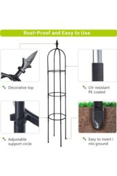 Living and Home 2 Pieces 5FT/1.6m Garden Obelisk Plastics Trellis for Climbing Plants Outdoor and Indoor in Black - thumbnail 5