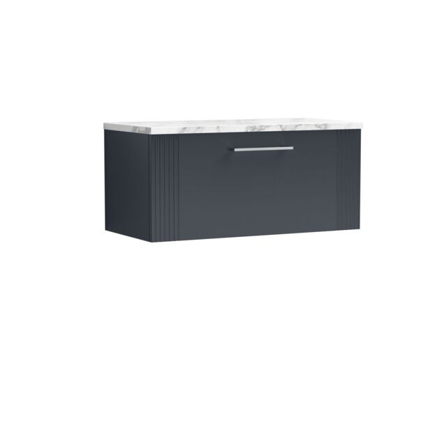 Balterley 1 Drawer Wall Hung Vanity Unit Marble Laminate Worktop, 800mm in Grey - image 1