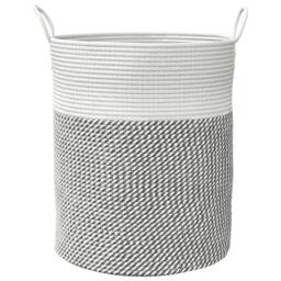 Berkfield Home Storage Basket Grey & White √ò38x46 cm Cotton - Size: 38x46 cm - thumbnail 4