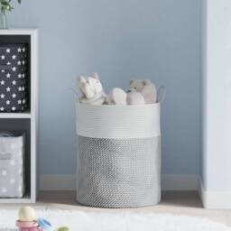 Berkfield Home Storage Basket Grey & White √ò38x46 cm Cotton - Size: 38x46 cm