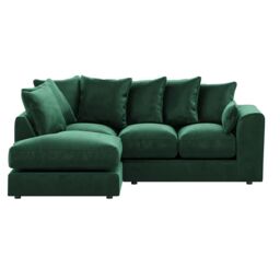 Furnishings For Less UK Brooklyn Plush Velvet 3 to 4 Seater L Shaped Corner Sofa Left Hand Facing in Green - thumbnail 2