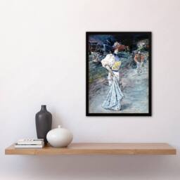 Artery8 Henry Somm Elegant in a Japanese Garden Watercolour Framed Art Print in Blue - Size: A4 - thumbnail 4
