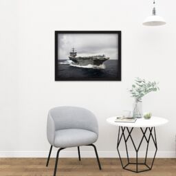 "Artery8 Wall Art Print Military USA Navy USS Enterprise Aircraft Carrier Photo Large Framed Wall Décor Art in White - Size: W18"" x H24""" - thumbnail 2