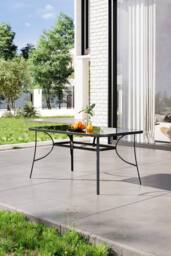 Garden Sanctuary Rectangular Steel Garden Table with Parasol Hole in Black - thumbnail 2