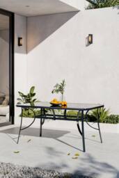 Garden Sanctuary Rectangular Steel Garden Table with Parasol Hole in Black - thumbnail 1