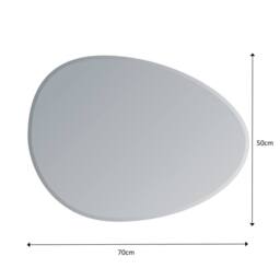 Showerdrape Angel Pebble Oval Wall Mounted Frameless Bevelled Edge Bathroom Mirror 70 x 50cm in Silver - Size: Large - thumbnail 2