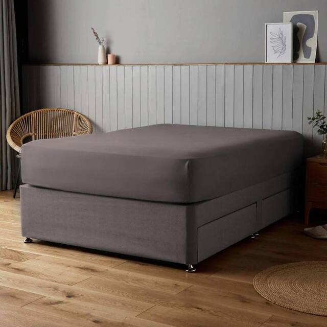 Voltico Silentnight Supersoft Fitted Sheet Double - White or Charcoal - image 1