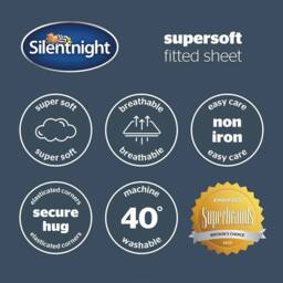 Voltico Silentnight Supersoft Fitted Sheet Double - White or Charcoal - thumbnail 5