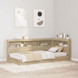 Berkfield Home Storage Headboard with Shelf Sonoma oak 90 cm Engineered wood in Brown - thumbnail 1