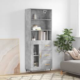 Berkfield Home Highboard Concrete Grey 69.5x34x180 cm Engineered Wood - thumbnail 2