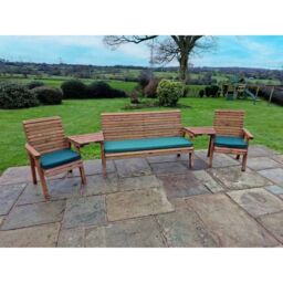 Churnet Valley Garden Furniture Ltd Valley 5 Seat Set 1X3B 2XC Angled Tray - Timber - Fully Assembled in Brown - thumbnail 4