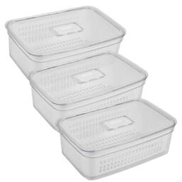 Havendro 3PCS 3.6L Fridge Organiser Container Basket Food Fruit Storage Box in Clear - thumbnail 1