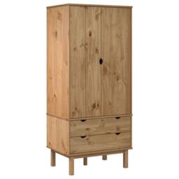 Berkfield Home Wardrobe OTTA 76.5x53x172 cm Solid Wood Pine in Brown - thumbnail 3