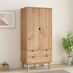 Berkfield Home Wardrobe OTTA 76.5x53x172 cm Solid Wood Pine in Brown - thumbnail 2