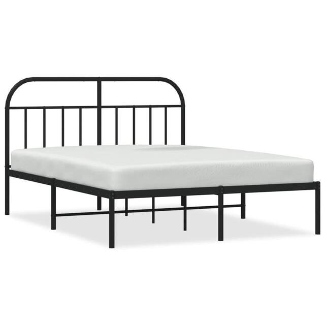 Berkfield Home Metal Bed Frame with Headboard Black 140x200 cm - image 1