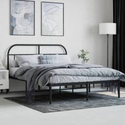 Berkfield Home Metal Bed Frame with Headboard Black 140x200 cm - thumbnail 4
