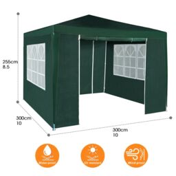 MCC Direct 3x3m Event Gazebo with Removable Sides in Green - thumbnail 2