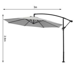 Living and Home 3M Banana Cantilever Outdoor Patio Parasol for Sunshade & Rain with Fillable Base on Wheels in Light Grey - thumbnail 7