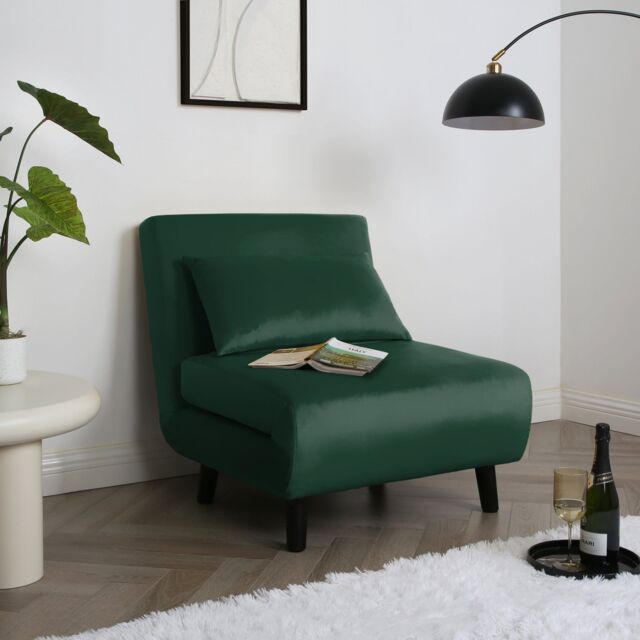 Home Garden Direct Aurora - Single Bed Chair Sofa in Velvet - 1 Seater - Green - image 1