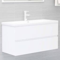 Berkfield Home Sink Cabinet with Built-in Basin White Engineered Wood - thumbnail 2