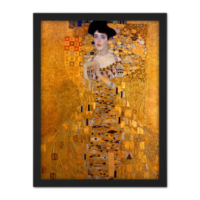 "Artery8 Wall Art Print Klimt Portrait Adele Bloch Bauer Large Framed Wall Décor Art in Brown - Size: W18"" x H24""" - image 1
