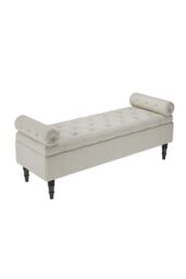 Living and Home Tufted Flip Top Storage Bench with Side Arms Beige - thumbnail 4