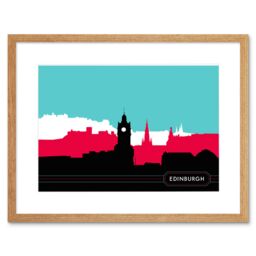 "Artery8 Wall Art Print Edinburgh Bright Cityscape Framed 9X7 in Beige - Size: W7"" x H9""" - thumbnail 1