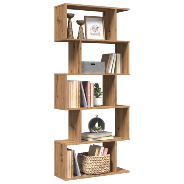 Berkfield Home Room Divider Bookcase 5-Tier Artisan Oak 70x24x161 cm Engineered Wood in Brown - Size: 70 x 24 x 161 cm - image 1