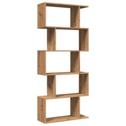 Berkfield Home Room Divider Bookcase 5-Tier Artisan Oak 70x24x161 cm Engineered Wood in Brown - Size: 70 x 24 x 161 cm - thumbnail 2